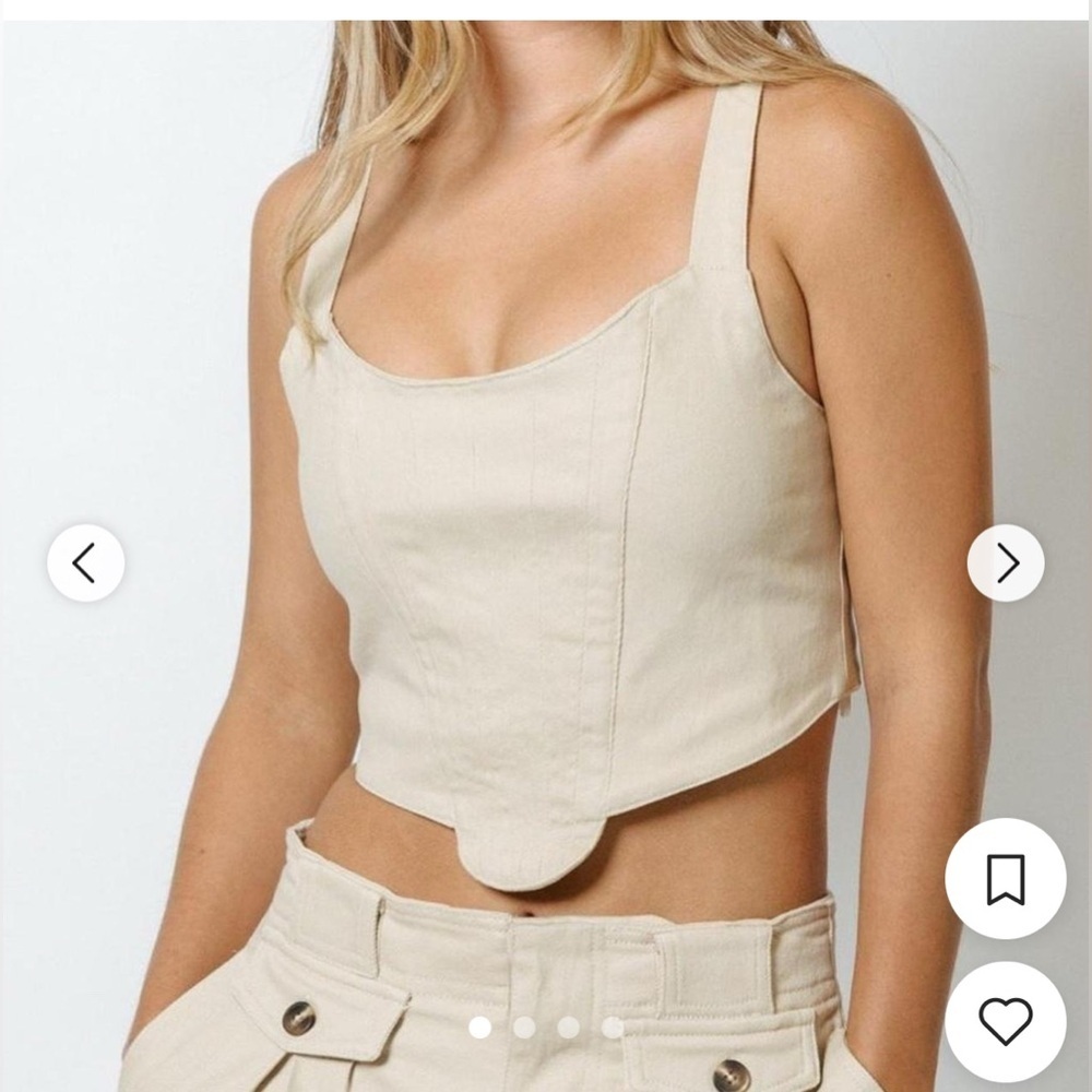 Crescent khaki corset crop top size Large